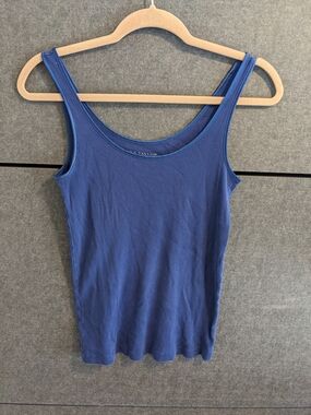 Ann Taylor Women's Blue Ribbed Tank Top